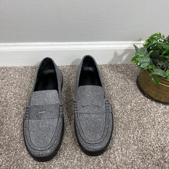 Rag & Bone Leather Loafers Marbled Black White Textured 39 US 9 - Picture 3 of 9